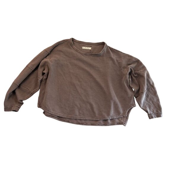 We the Free People Long Sleeve Thermal Pullover Cropped Top Women's Small - Picture 3 of 10